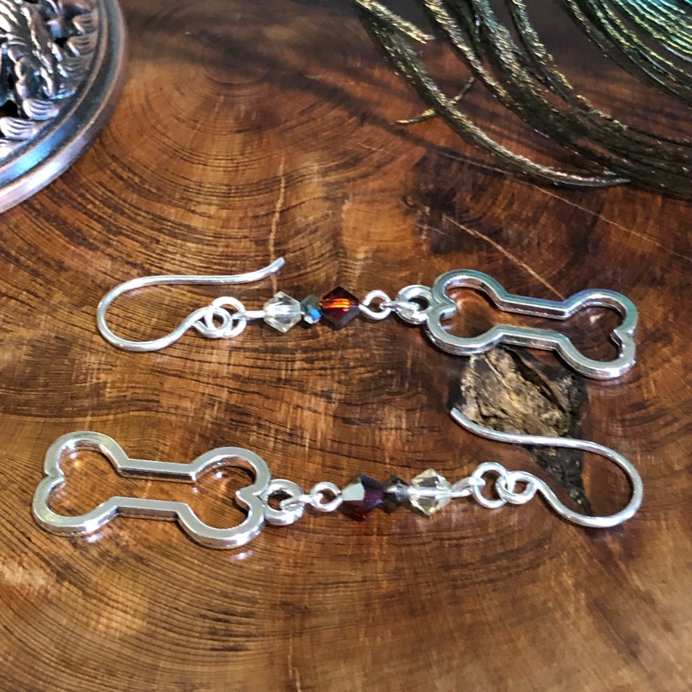 Dog Bone Earrings - Dog Jewelry, Dog Gifts, Puppy - Picture 3 of 4